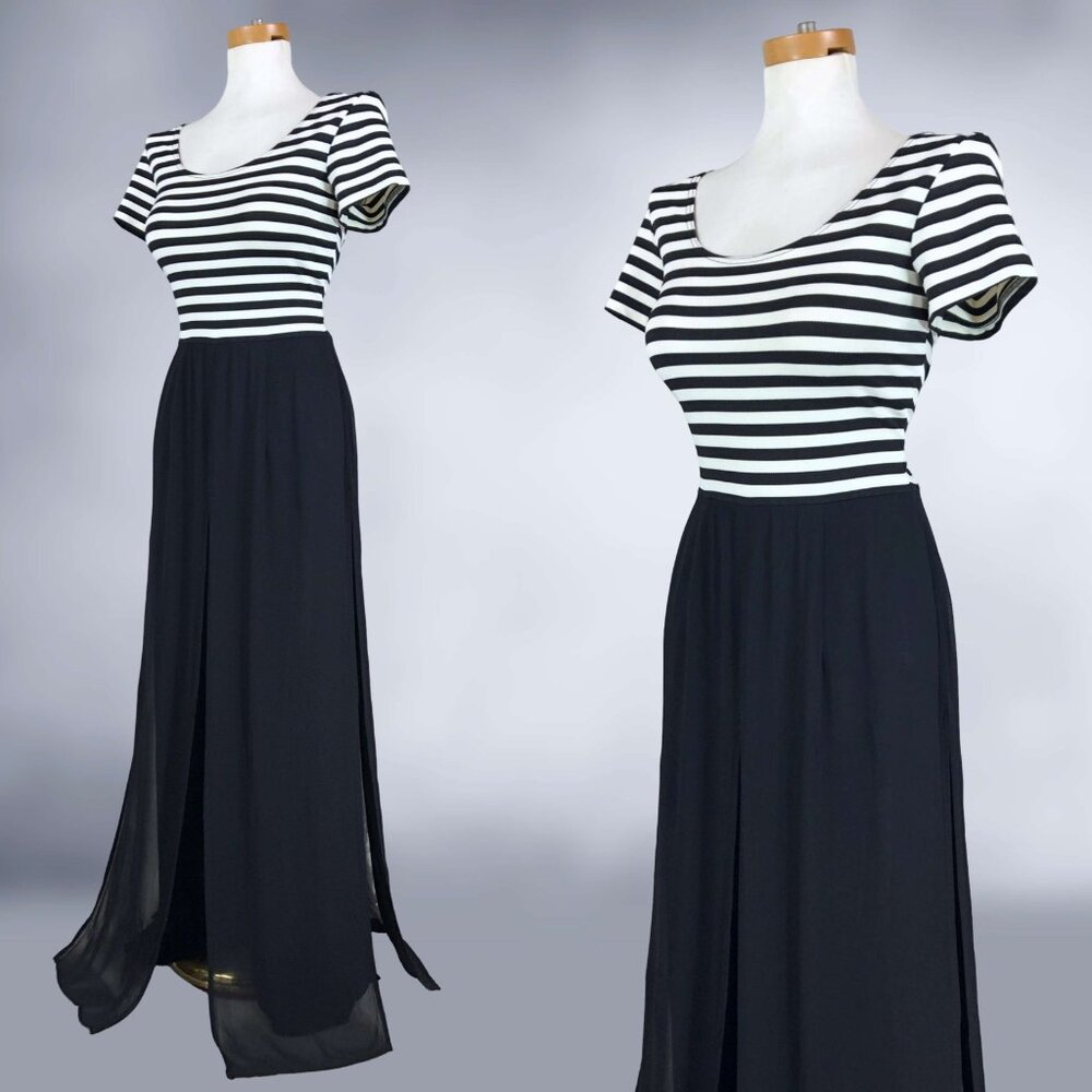 VINTAGE 90s Striped Car Wash Flap Gothic Jumpsuit by Ashlee Size 8 VFG - Picture 4 of 9